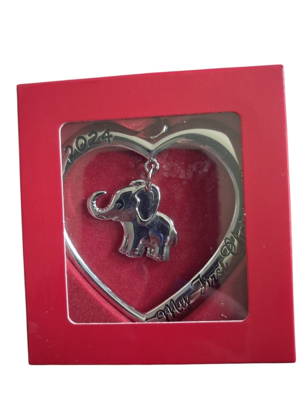 2024 Silver Elephant Heart Ornament